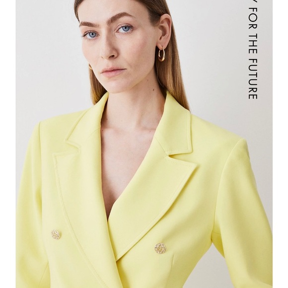 Karen Millen Compact Stretch Double Pocket Tailored Double Jacket - Picture 3 of 9